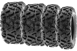 Set of 4 SunF 25x8-12 25x10-12 ATV UTV Tires 6 PR Tubeless A033 POWER I [Bundle] - TWO 25x8x12 Front & TWO 25x10x12 Rear