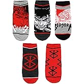 Berserk Socks Anime Guts Brand Of Sacrifice 5 Pack Adult No Show Ankle Socks