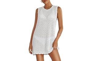 ATOG Swimsuit Coverup for Women 2025 Summer Sleeveless Bathing Suit Dress Crochet Beach Outfits Knit Swimwear