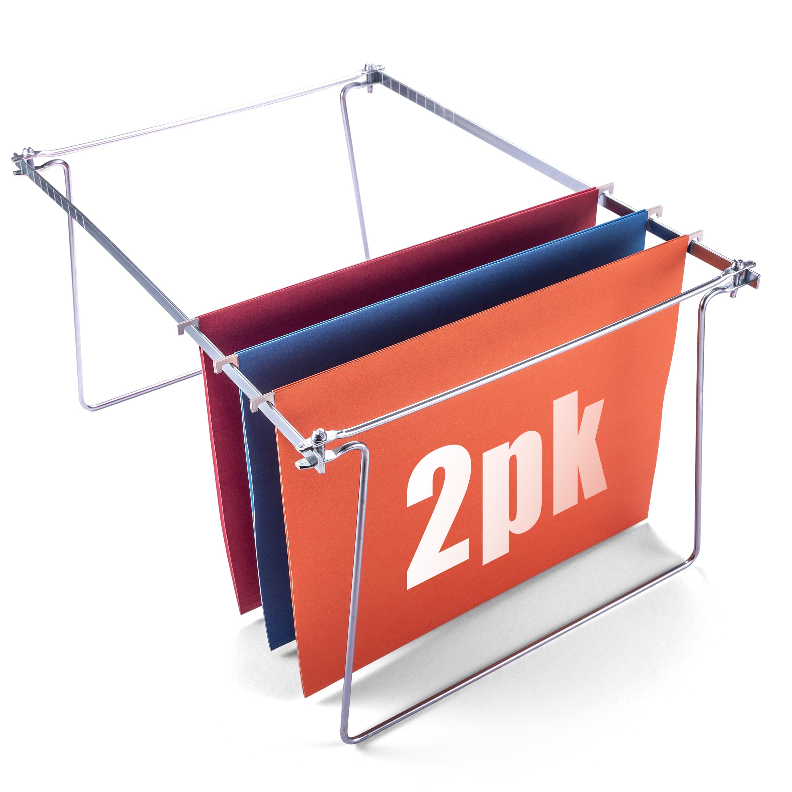 Photo 1 of Officemate Hanging File Frame, Letter Size, Adjustable 14 to 18-Inches, 2 Count (Pack of 1),Silver, 91990