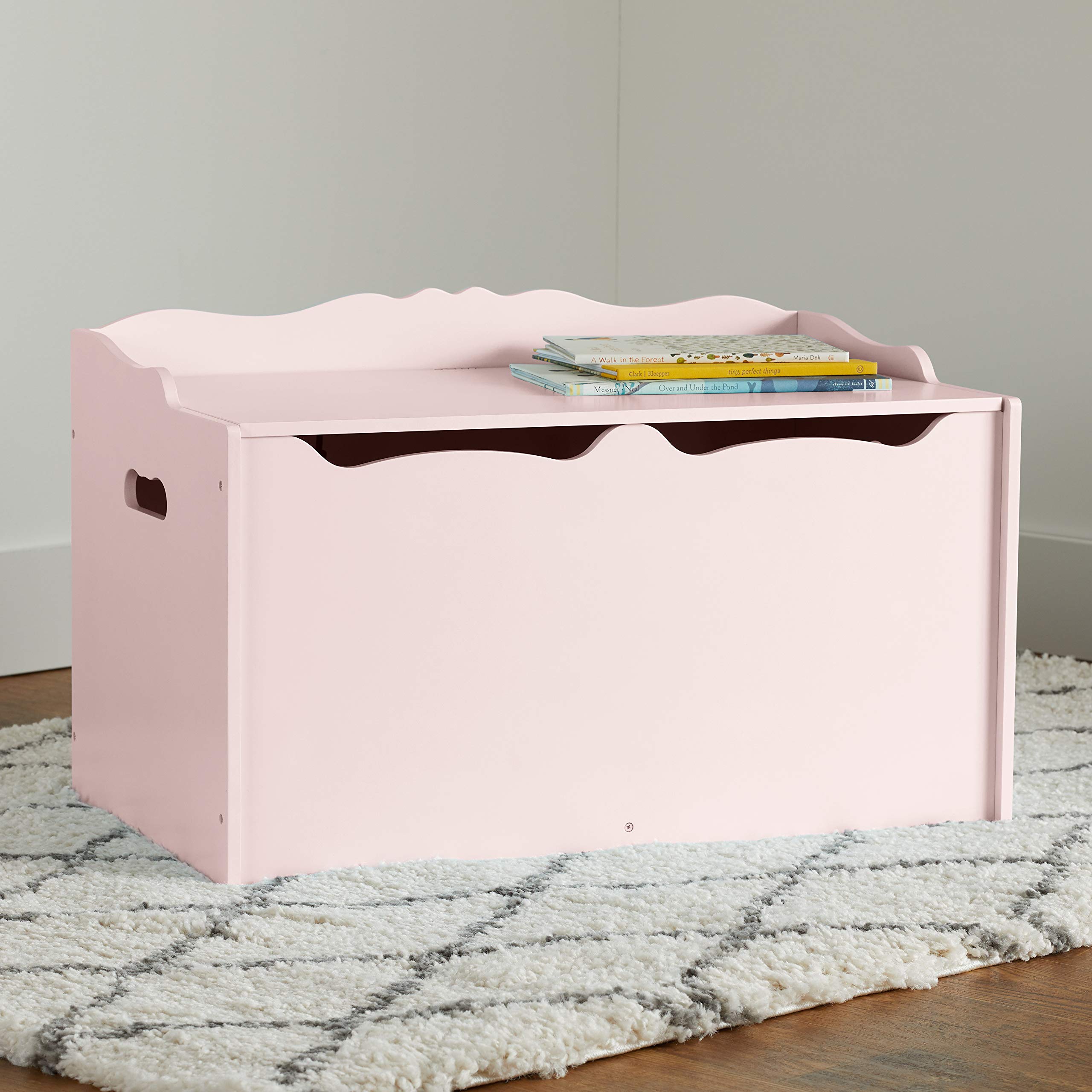 Amazon Basics Kids Toy Box, Wooden Organizer Storage Chest, Pink, 30