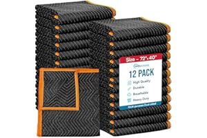 Simpli-Magic Heavy Duty Padded Moving Blankets 72" x 40" – 12 Pack – Packing Blankets, Furniture Covers for Moving