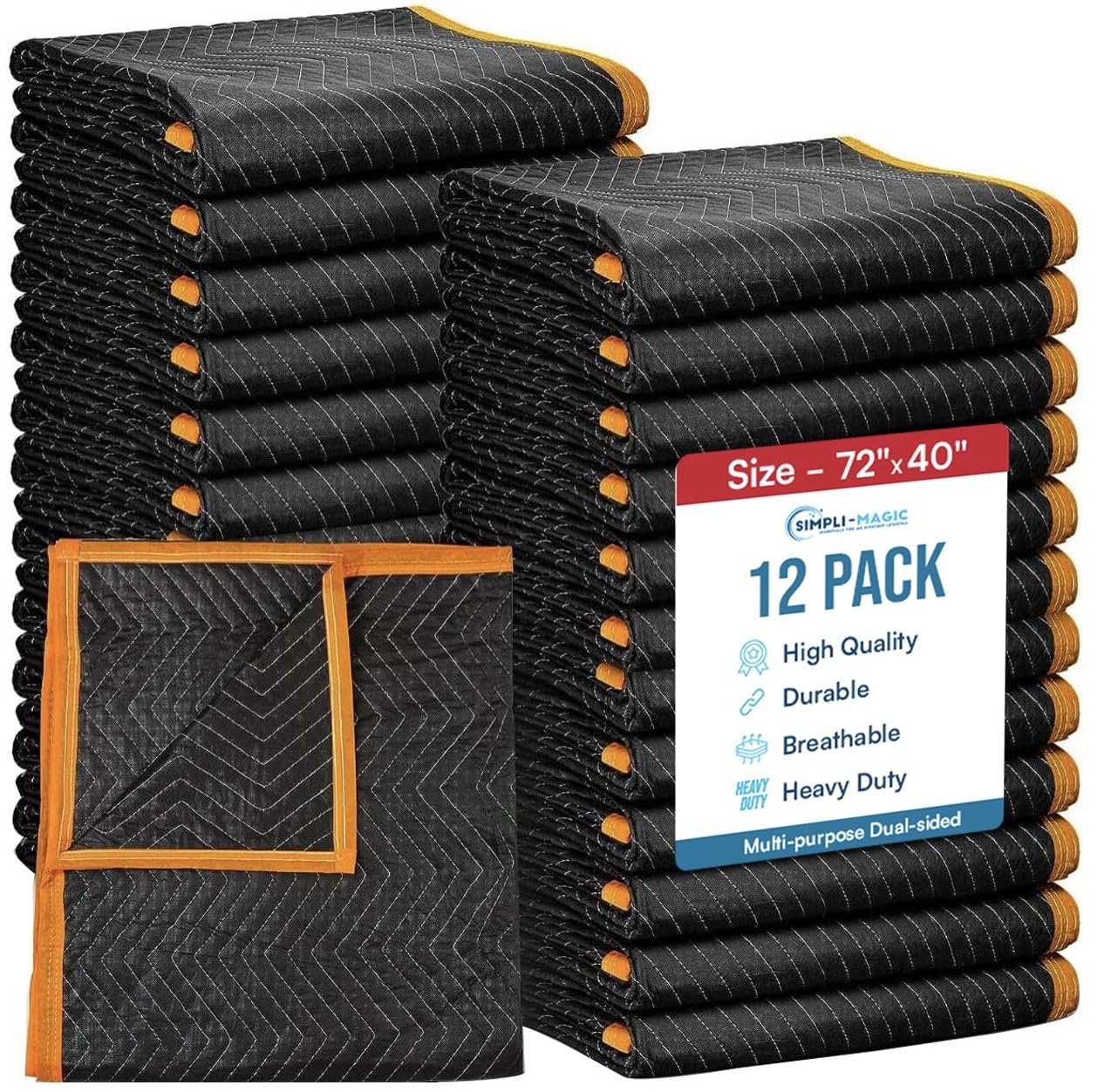 Photo 1 of ***used***Simpli-Magic Heavy Duty Padded Moving Blankets 72" x 40" – 12 Pack – Packing Blankets, Furniture Covers for Moving
