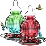 2 Pack Glass Hummingbird Feeder for Outdoors
