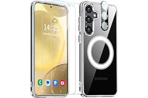 ANTSHARE for Samsung Galaxy S24 Plus Case, S24 Plus Clear Case [Yellowing Resistant][with 2X Tempered Glass Screen Protector]+[1X Camera Lens Protector], Magnetic Phone Case for S24 Plus (Clear)