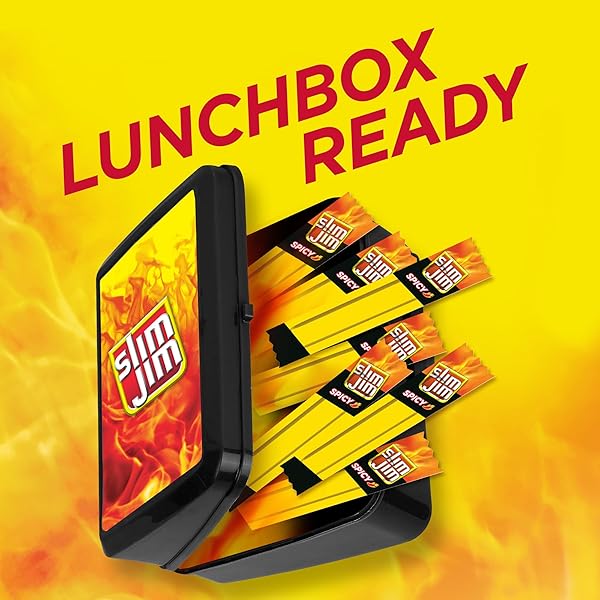 SLIM JIM SMOKED MEAT STICKS, SPICY FLAVOR, 6G PROTEIN PER SERVING, SNACK SIZE, 0.28 OZ. (14 COUNT)