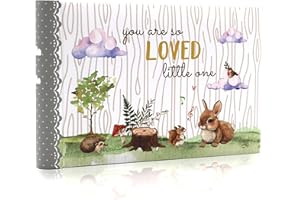 Holoary You Are So Loved Little One Grandma's Brag Book, Small Baby Photo Album 4” x 6” 32 Photos, Woodland Animals Design