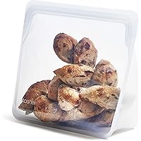 Stasher Reusable Silicone Storage Bag, Food Storage Container, Microwave and Dishwasher Safe, Leak-free, Stand Up - Mega, Cle