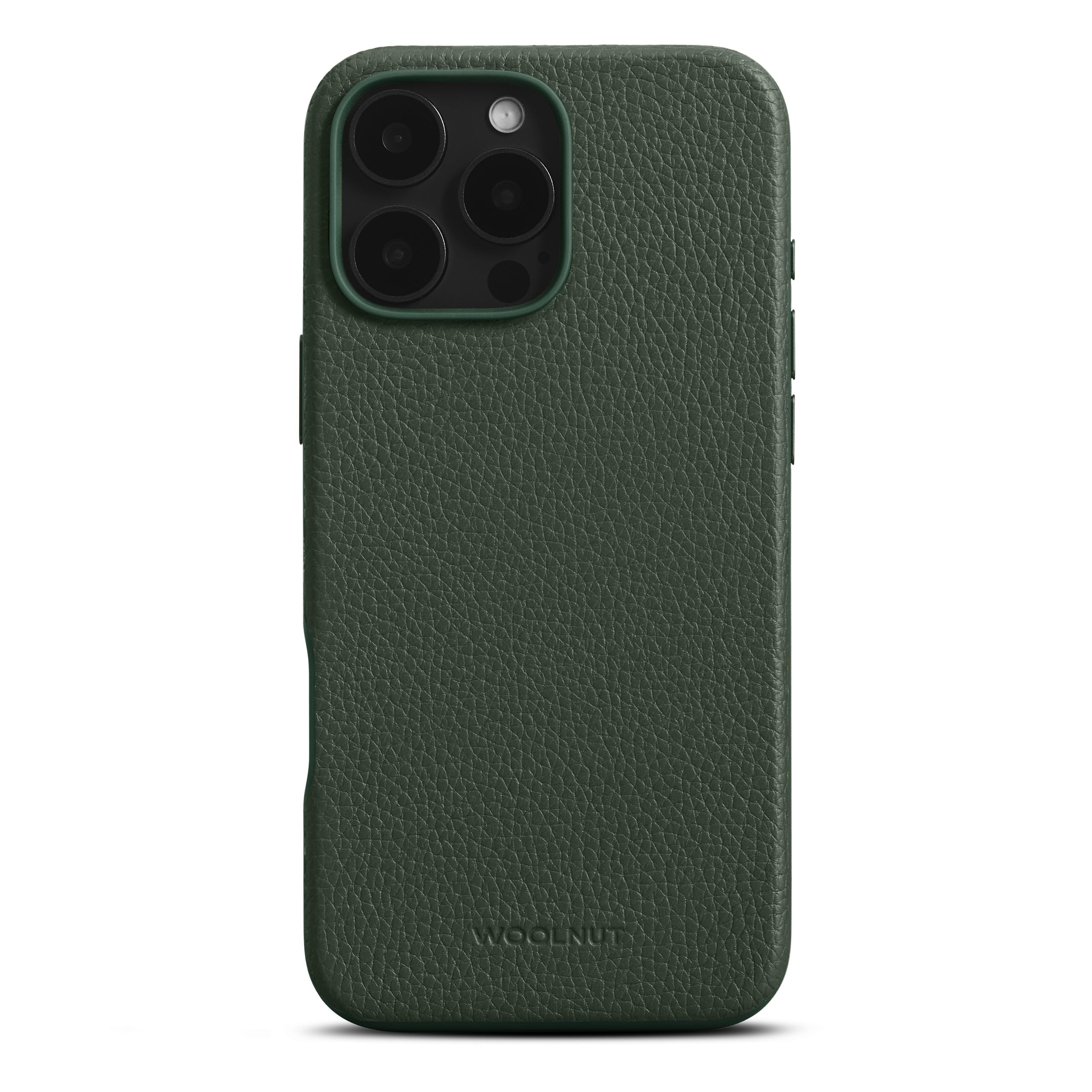 WOOLNUT Leather Case for iPhone 16 Pro Max - Green - Scandinavian Full-Grain Leather, Compatible with MagSafe, Slim TPU Sides, Soft Microfiber Lining, Raised Edges for Screen & Camera Protection