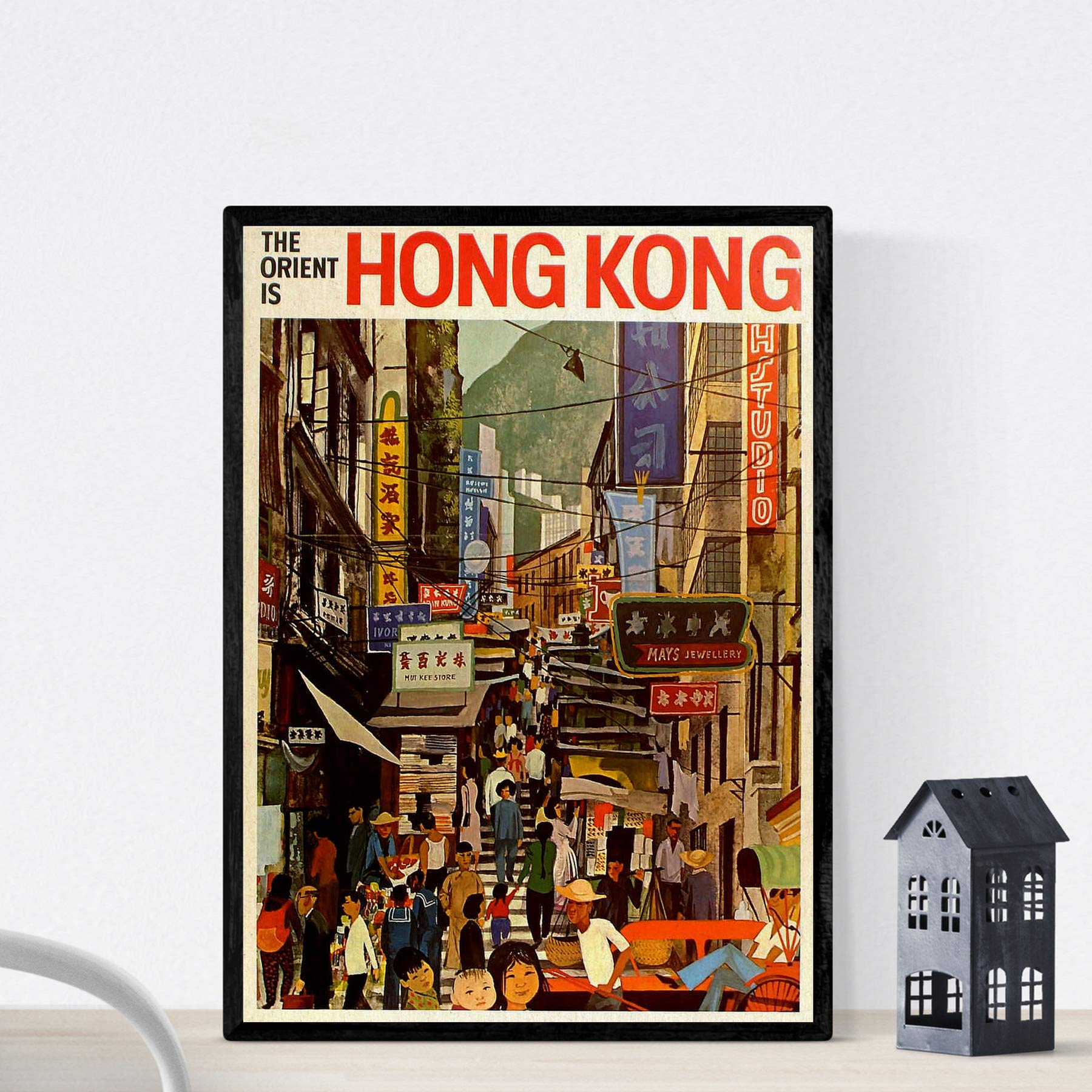 Nacnic Vintage Poster Vintage Poster Asia. Hong Kong Street. A3 size