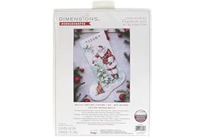Dimensions 70-08999 Magical Christmas Personalizable Counted Cross Stitch Stocking Kit, 16" Long, 14 Cnt. White Aida, 7pcs