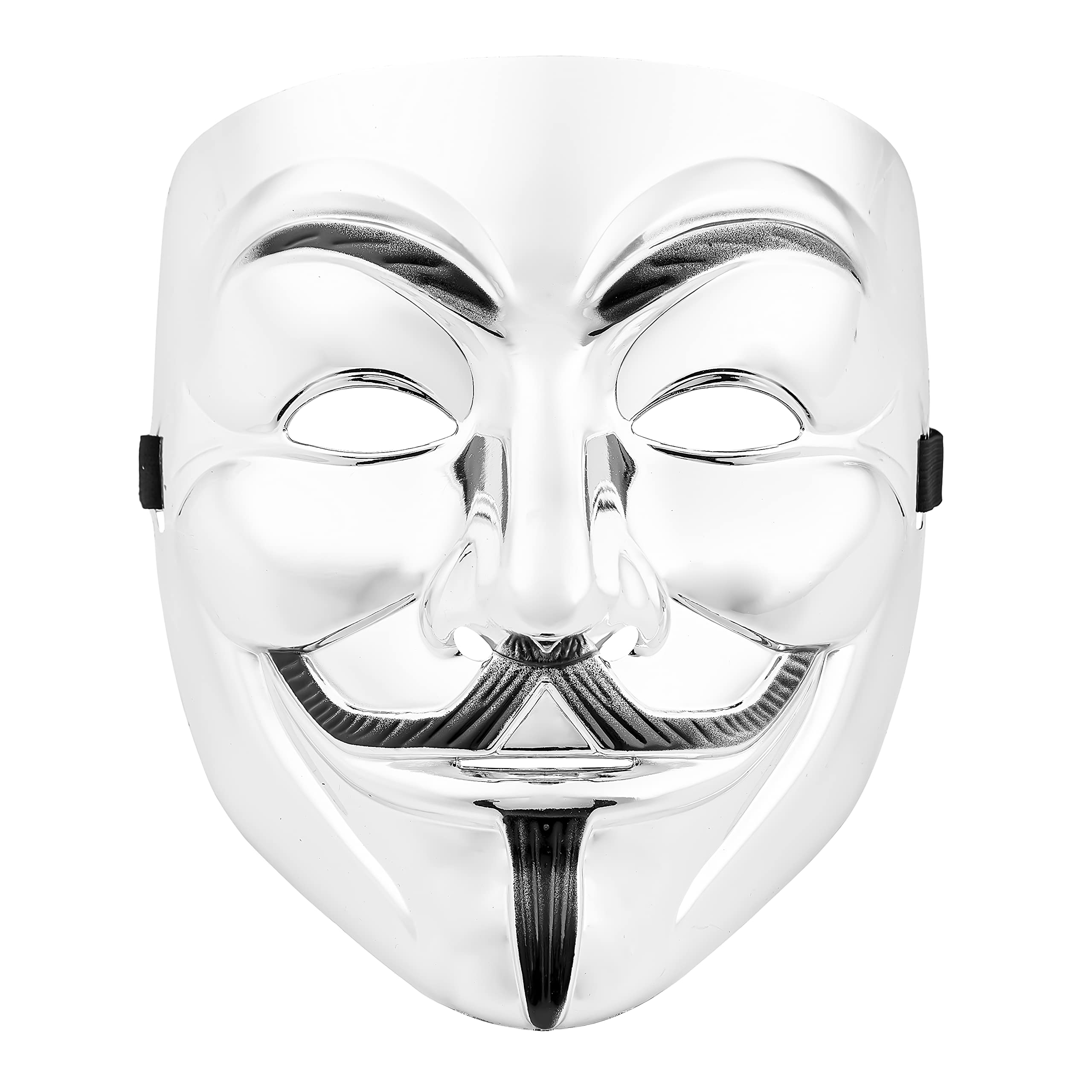 Ultra Adults Guy Fawkes Mask Hacker Anonymous Halloween Fancy Dress Adults Kids Childrens Costume Play Anon Mask Fancy Dress Adults Kids Face Mask Costume Party Props Hacker Mask Accessory (Silver, 1)