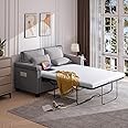 COPIAE 65” Pull Out Sofa Bed, 2 in 1 LED Sleeper Sofa Couch with Pullout Bed, Full Size Convertible Sofa with Cup Holder& USB, Wooden Frame Loveseat Sleeper with Memory Foam Mattress for Living Room