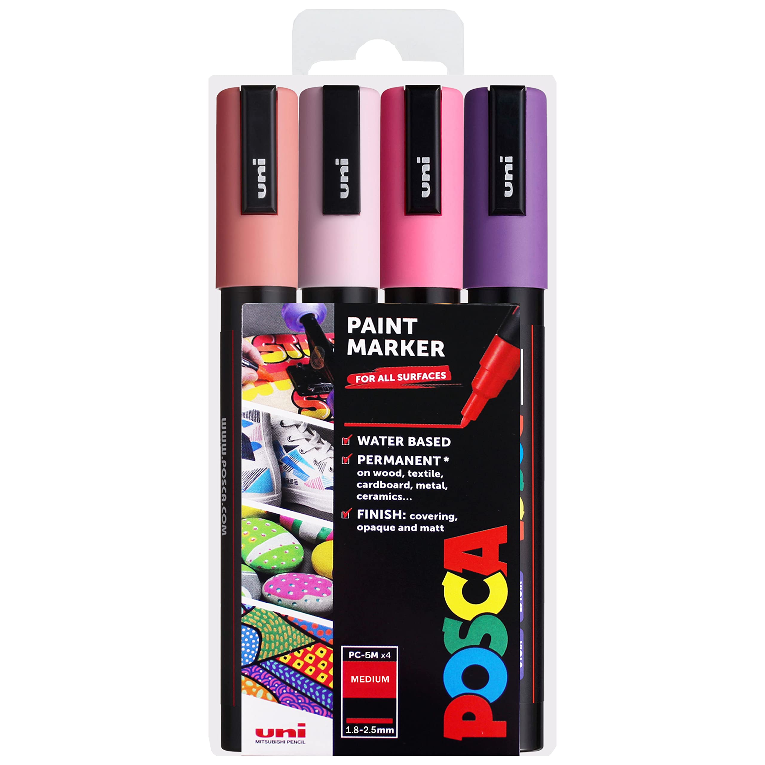 POSCA - PC-5M - Paint Marker Art Pens - 1.8-2.5mm - Blossom Tones Set of 4 in Wallet
