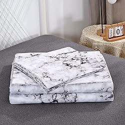 Mengersi Marble Sheet Set - White Gray Black Marble