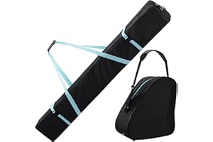Navaris Ski Bag and Boot Bag Set - Includes 1 Bag for Skis and 1 Bag for Boots - for 1 Pair of Skis and Poles and 1 Pair of B
