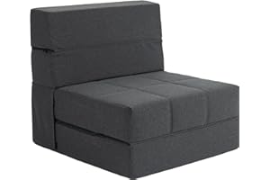 CATMIX Folding Sofa Bed, 7 inch Memory Foam Floor Couch, Convertible Sleeper Foldable Mattress Futon Sofa for Living Room/Home Office/Guest Beds/Apartment/Upstairs Loft, Dark Gray, Single