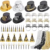 Klyroish 2026 New Year Decorations Set for 24 Guests - Hats, Headbands, Conical Hats, Beaded Necklaces, Noise Makers