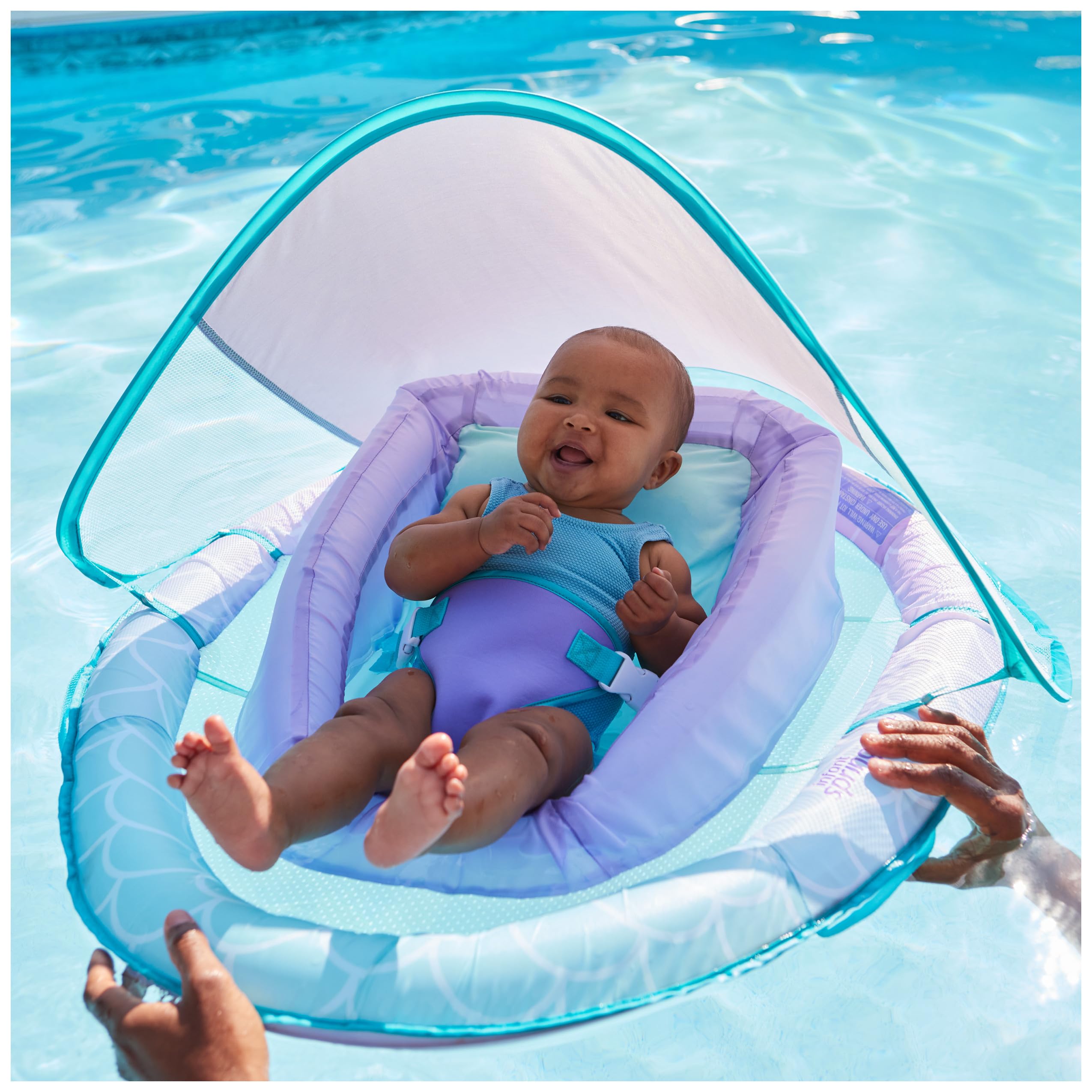 Swimways Infant Spring Float, Baby Pool Float with Canopy & UPF Protection, Swimming Pool Accessories for Kids 3-9 Months, Mermaid