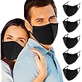 comfso 5 Pack (Large Size) 3Layer Face Masks with Adjustable Ear Loop Reusable and Washable Dust proof Cloth Mouth Protector for Women and Men