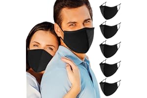 comfso 5 Pack (Large Size) 3Layer Face Masks with Adjustable Ear Loop Reusable and Washable Dust proof Cloth Mouth Protector 