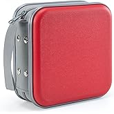 LIOVODE DVD Case, 48 Capacity CD Case Media Storage Holder Wallet Disc Collection Hard Plastic Booklet Organizer for Car (Red