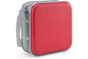 LIOVODE DVD Case, 48 Capacity CD Case Media Storage Holder Wallet Disc Collection Hard Plastic Booklet Organizer for Car (Red