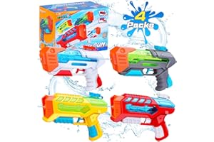 Quanquer 4 Pack Water Guns for Kids & Adults, Vibrant Color Mini Water Blasters Squirt Guns with 25FT Long-Range Shooting, Sw
