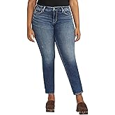 Silver Jeans Co. Women's Plus Size Britt Low Rise Curvy Fit Straight Leg Jeans, Indigo, 16 Plus