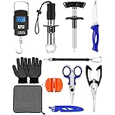 AOFUXTI Fishing Tool Kit - Fishing Pliers, Hook Remover, Fish Gripper，Fish Scale, Fish Knife, Saltwater Fishing Gear with Sharpeners, Best Gifts for Men