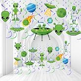 Capoda 54 Pcs Alien Decorations Hanging Swirls No DIY UFO Ceiling Decor | Alien Decorations Hanging Swirls No DIY Ufo Party Ceiling Decor Green Outer Space Saucer Man Swirl Halloween Birthday Supply