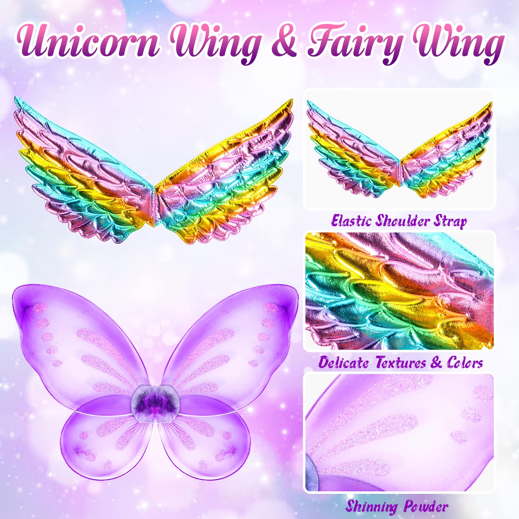 HAMSILY Unicorn & Fairy Costume for Girls: Princess Dress Up Clothes for Little Girls, Toddler Costume with Tutu, Wings, and Shoes - Age 3-6