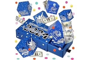 WenmthG 2024 Graduation Surprise Gift Box Explosion for Money - 8 Pcs Grad Money Gift Box with Confetti - Cash Gift Idea for Grad - Pop Out Folding Bounce Gift Box - Graduation Party Supply (Blue)
