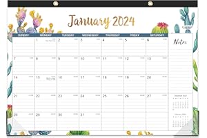 LAFEFO Desk Calendar 2024-12 Monthly 2024 Desk/Wall Calendar 2-in-1,17" x 12", January 2024 - December 2024, Thick Paper with Corner Protectors, Large Ruled Blocks - Green