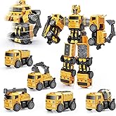 BLUEYAK 3 Year Old Boy Birthday Gift - STEM Toys for Ages 3-8, Construction Transforming Toys,5 in 1 Building Take Apart Trucks Transform to Robot, Boys Toys Stocking Stuffers for Kids Christmas 3-8