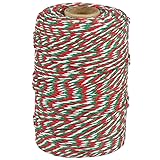 Tenn Well 656 Feet Cotton Bakers Twine, Red Green