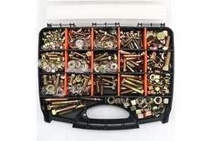 Quibbay 924Pcs Grade 8 Bolts and Nuts Assortment Kit, 1/4-20, 5/16-18, 3/8-16, 1/2-13 Heavy Duty Hex SAE Assorted Bolts Nuts and Washers Kit, Carbon Steel Machine Hardware Screw Sets with Case