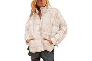 Watashi Women's Packable Puffer Jacket Long Sleeve Full Zip Lightweight Quilted Coat