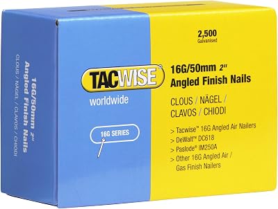 Tacwise 0772 16G Angled Finish Nails 50 mm 20° Pack of 2500