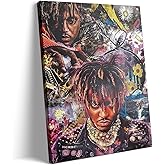 B.B.F MAKE Juice WRLD Collage Canvas Wall Art Bold Rapper Poster, Graffiti Urban Poster Print Artwork, Music Galaxy Aesthetic Wall Decor for Living Room Bedroom Game Room Bar Studio, Framed 20x24inch