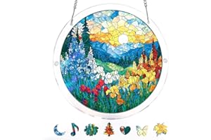 Acrylic Jigsaw Puzzle Suncatcher, 83 Pieces Sun Catcher Stained Glass Acrylic Puzzle, DIY Suncatcher Puzzle Kit for Birthday 