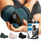 POWERLIX Elbow Support 2 Pack - Medium Blue for Tendonitis Tennis Golfers Elbow