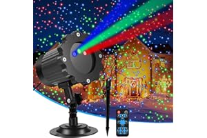 KAYEEORT Christmas Laser Lights, Projector Lights Landscape Spotlight RGB Star Show with Christmas Decorative Patterns for Indoor Outdoor Garden Patio Wall