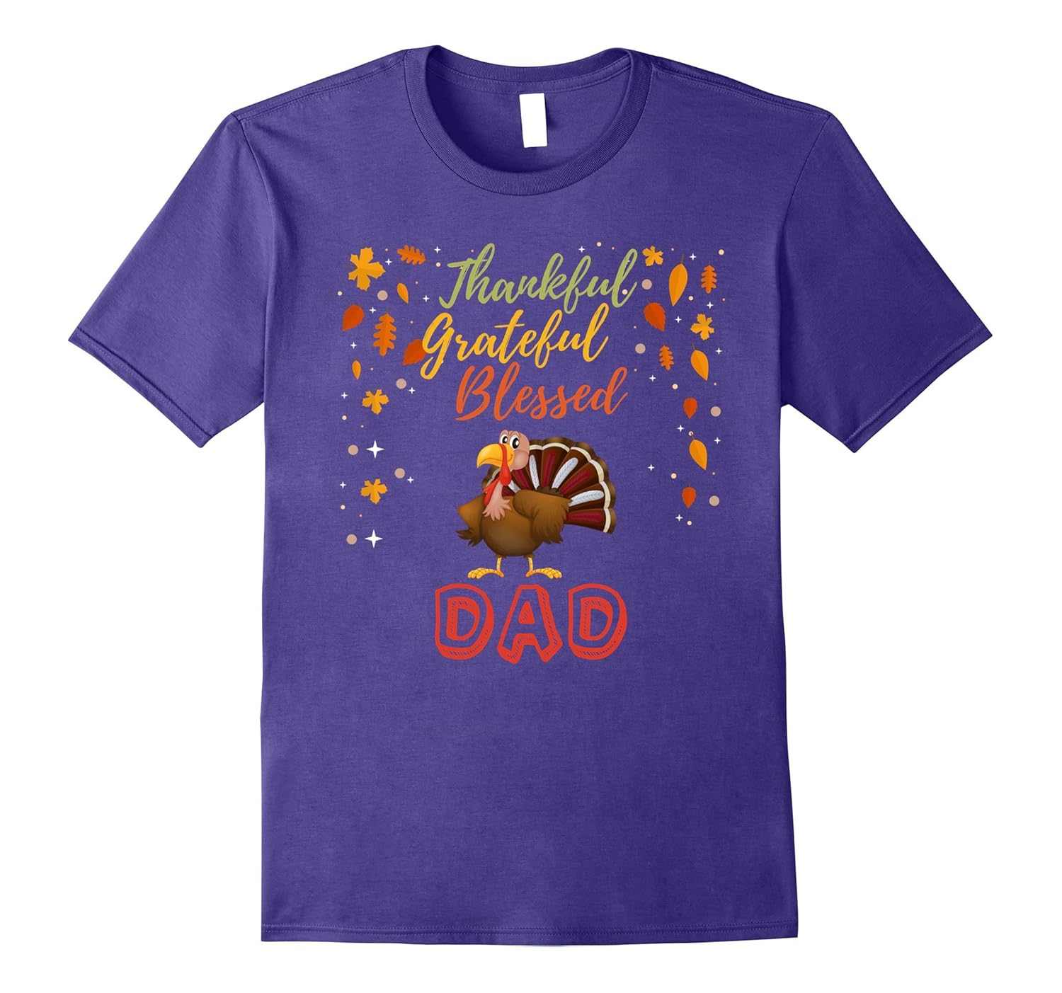 Thankful Grateful & Blessed Dad Thanksgiving Fall T-Shirt-ANZ