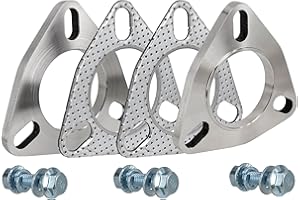 SHINTONES 2.0 Inch 3 Bolt Exhaust Flange and Gasket,Stainless Steel Exhaust Flange Connection Set with Flange Bolts and Nuts (51mm)