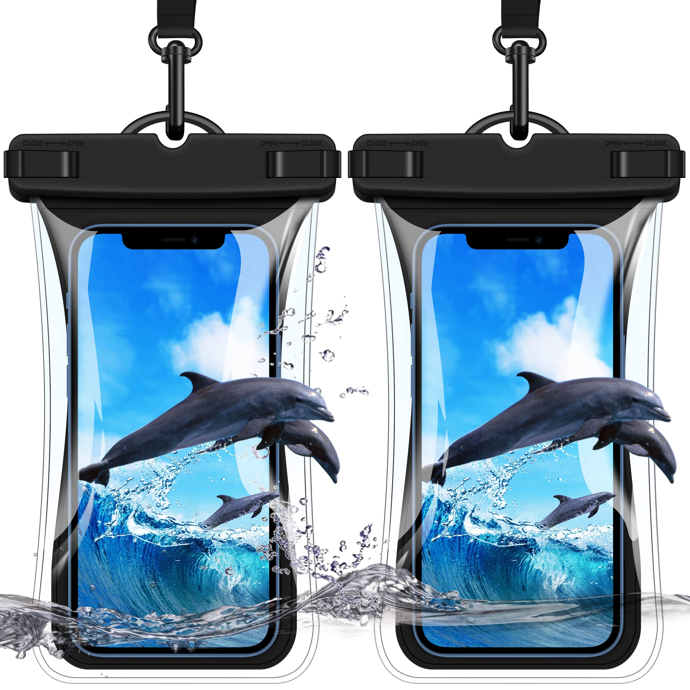 Vuwwey Waterproof Phone Pouch [2 Pack][Super Buoyant] Floating IPX8 Waterproof Phone Case Beach Cruise Ship Travel Essentials Cellphone Dry Bag for iPhone 17 16 15 14 13 12 Pro XS XR X Up to 6.9''