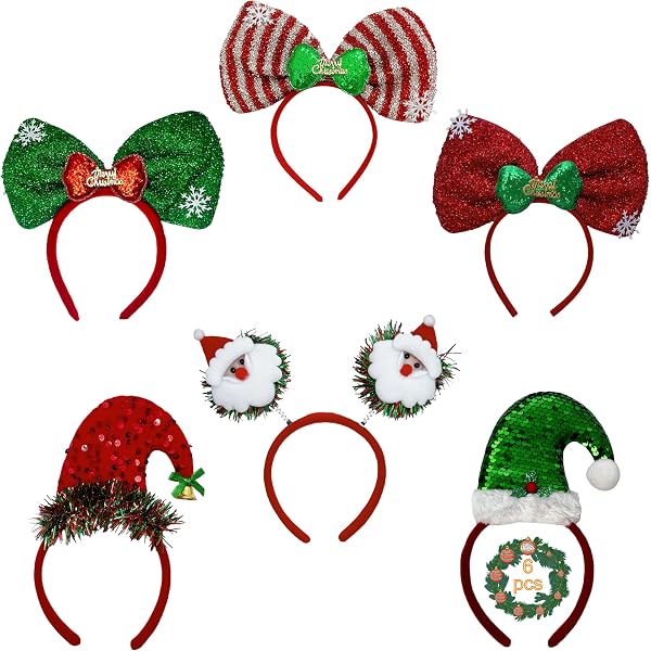Talla única Pack De 6 Diademas Navideñas Para Pelo - Diseños De Santa, Reno, Muñeco De Nieve, Talla Única Para Niños Y Adultos Gorro Navidad Talla única Pack De 6 Diademas Navideñas Para Pelo - Diseños De Santa, Reno, Muñeco De Nieve, Talla Única Para Niños Y Adultos Gorro Navidad