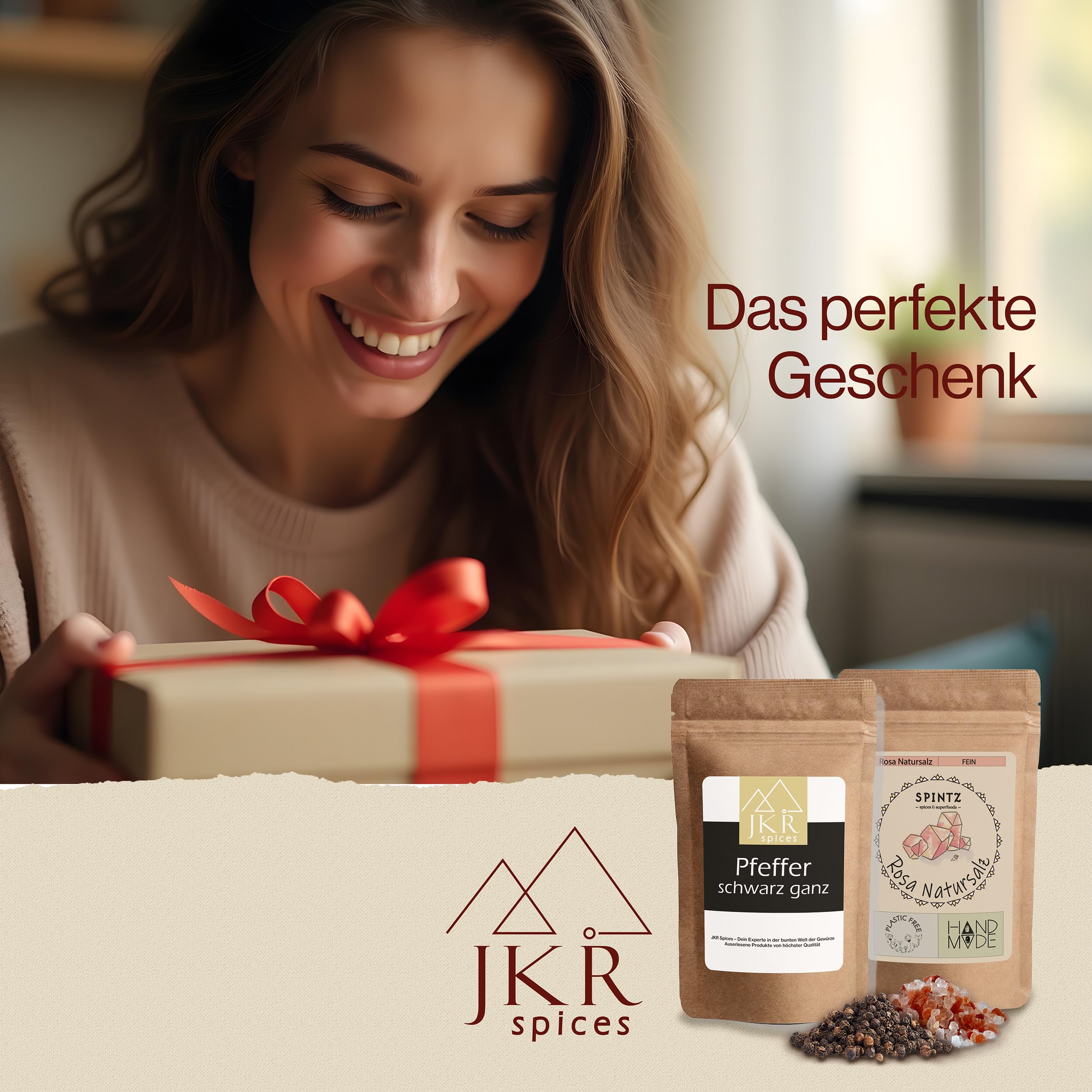 JKR Spices® 250g Schwarzer Pfeffer ganz + SPINTZ 500g Rosa Natursalz grob - Kombi Angebot | ganze Pfeffer Körner + Grobes Salz für Pfeffermühle | 100% natürliche Pfefferkörner und Kristallsalz 4