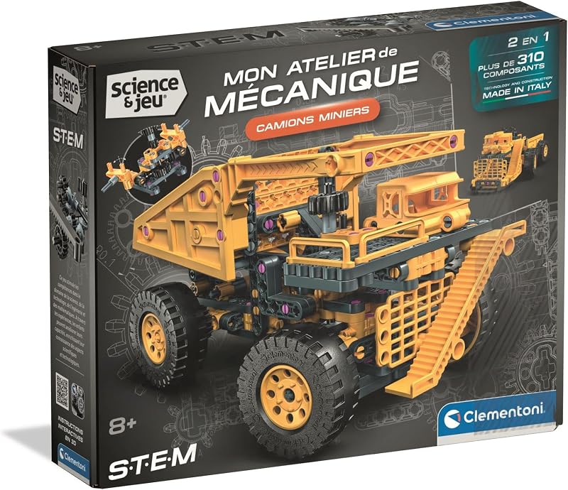 - Camion Minier 8 Ans – Coffret de Construction mécanique Enfant avec 2 modèles à Assembler, système de Direction Fonctionnel et Benne basculante, Jeu Scientifique STEM, Cadeau Jouet