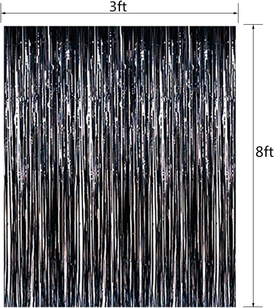 Fecedy 2pcs 3ft x 8.3ft Black Metallic Tinsel Foil Fringe Curtains Photo Booth Props for Birthday Wedding Engagement Bridal Shower Baby Shower Bachelorette Holiday Celebration Party Decorations: Toys & Games